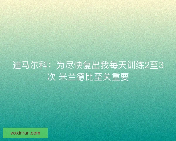 迪马尔科：为尽快复出我每天训练2至3次 米兰德比至关重要